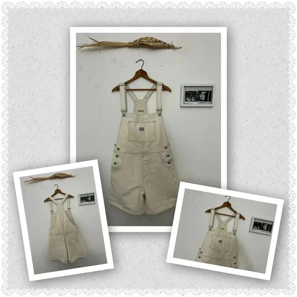Levi’s | 90s Cream Comfy Baggy Denim Boho Festival Painter Shortalls
